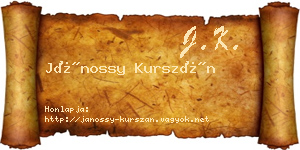 Jánossy Kurszán névjegykártya
